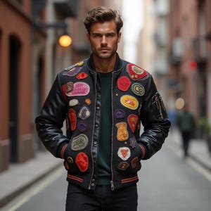 Personalised Varsity Baseball Jacket for Men - Men’s Varsity Jacket with Chenille Patches - Custom Letterman Jacket - Baseball style Jacket