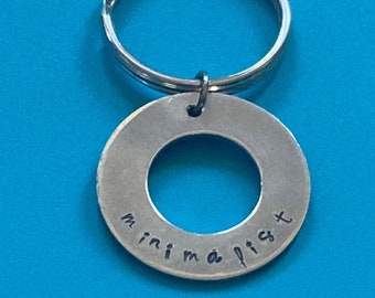 Handstamped Alkemé Minimalist Keychain/ Minimalist Keyring/ Simplify/ Living with Less/ Mindfulness/ Omnipresents