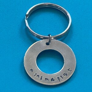 Handstamped Alkemé Minimalist Keychain/ Minimalist Keyring/ Simplify/ Living with Less/ Mindfulness/ Omnipresents image 1