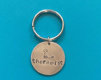 Hand Stamped Therapist Dog Tag/ Dog Pendant/ Stamped Dog/ Pet Jewelry/Pet Tag/ Handstamped Dog Tag/ Pet Therapy