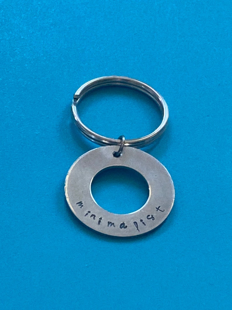 Handstamped Alkemé Minimalist Keychain/ Minimalist Keyring/ Simplify/ Living with Less/ Mindfulness/ Omnipresents image 3