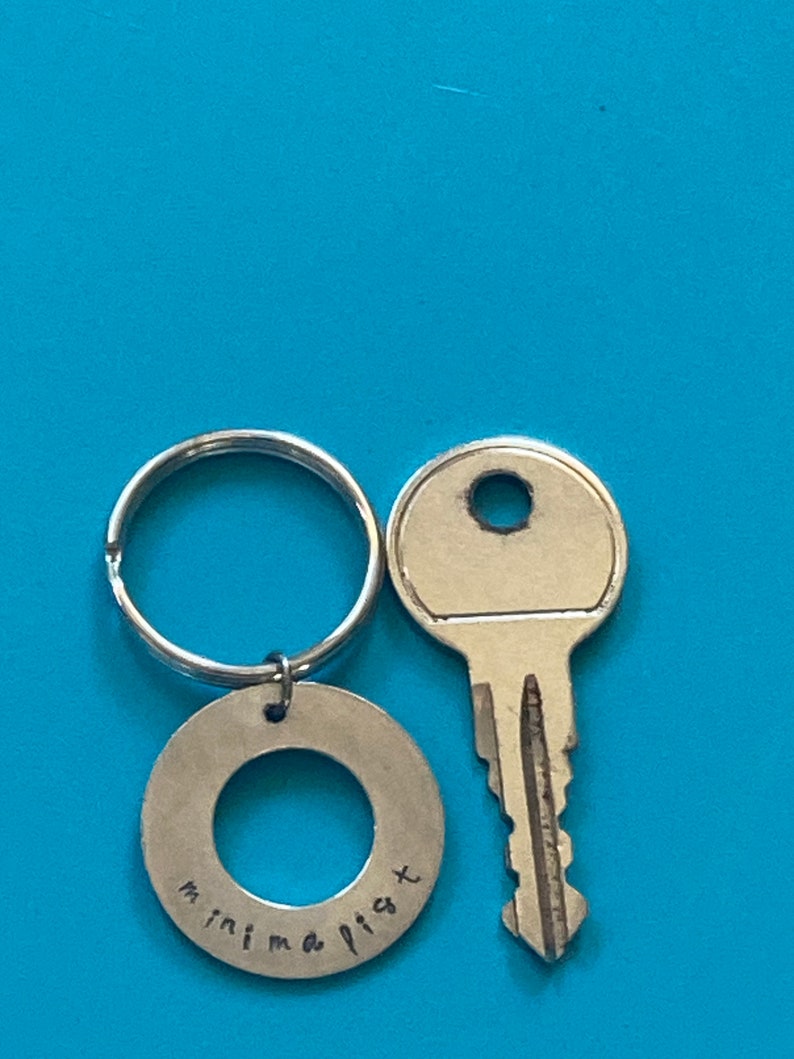 Handstamped Alkemé Minimalist Keychain/ Minimalist Keyring/ Simplify/ Living with Less/ Mindfulness/ Omnipresents image 4