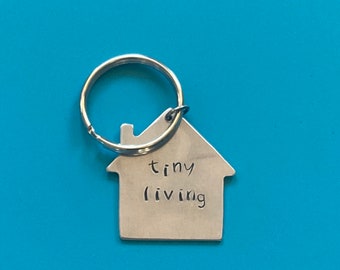 Hand Stamped House Keychain/ Tiny House Keychain/ Tiny Houser/ MetalStamped House/ Small House/ Housewarming Gift/ Omnipresents