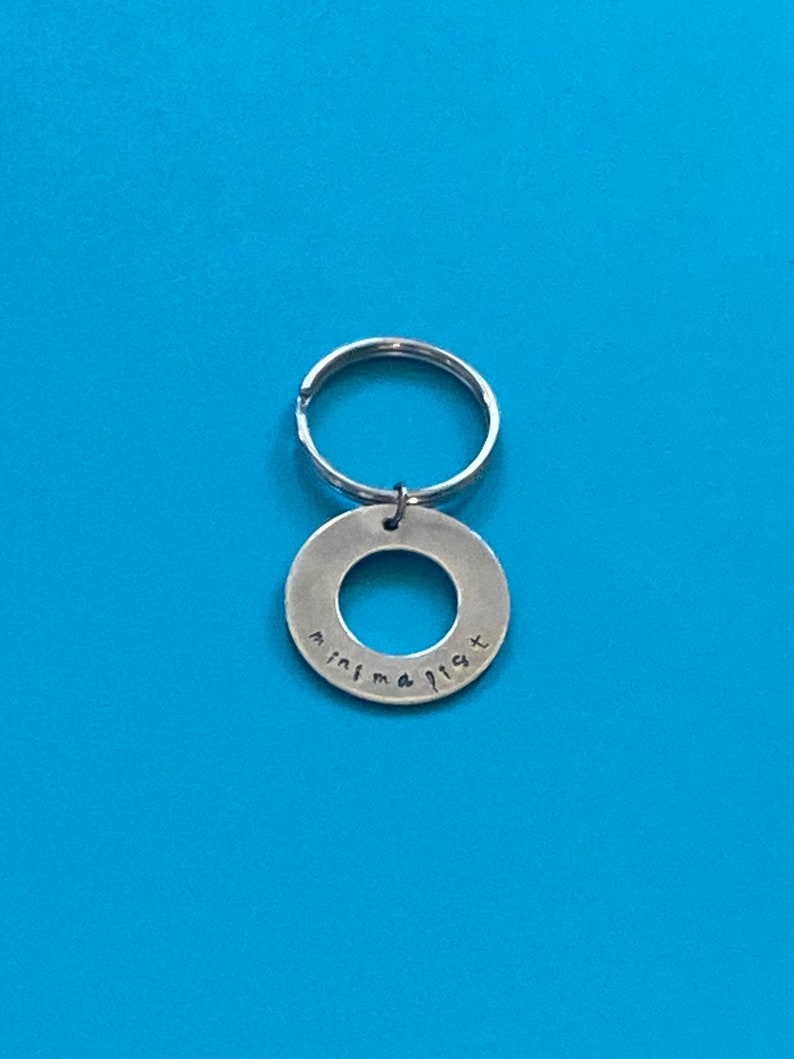 Handstamped Alkemé Minimalist Keychain/ Minimalist Keyring/ Simplify/ Living with Less/ Mindfulness/ Omnipresents image 2