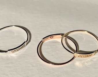 Tiny nameplate ring  •  14k solid gold personalized ring  •  best friend ring  •  new mom gift • real gold stackable rings • gold word ring