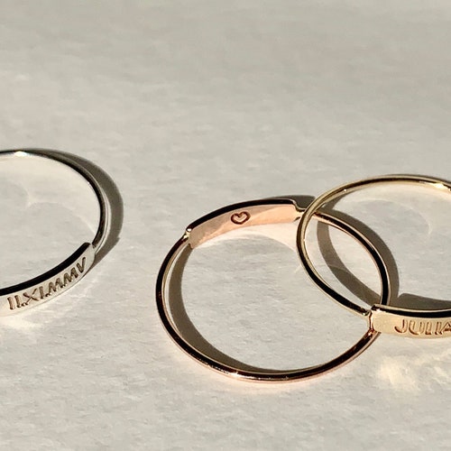 Tiny Nameplate Ring 14k Solid Gold 