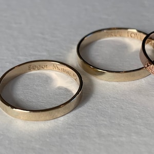 Personalized stacking ring 14k solid YELLOW gold • custom ring • 2.5mm x 1mm engraved band • 14k gold wedding band • real gold ring