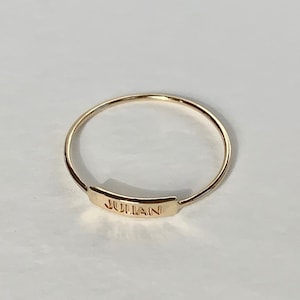 Nameplate Ring ~ 14K solid YELLOW gold • personalized real gold ring • 14k yellow gold ring • gold mom ring • friendship ring • dainty ring