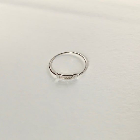 Tiny Nameplate Ring ~ 14K solid WHITE gold • 14k white gold name ring • custom gold ring • gold delicate ring • real gold stacking ring