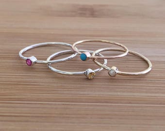 Birthstone Ring ~ 14K solid YELLOW gold • real gold birthstone ring • genuine birthstone ring • tiny birthstone ring • tiny gemstone ring