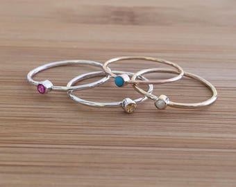 Birthstone Ring ~ 14K solid  gold • birthstone ring • gold birthstone ring • tiny real gold birthstone ring • tiny gemstone ring