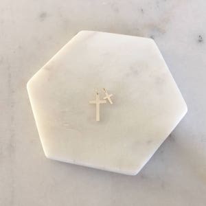 Gold Cross Charm • 14K solid gold cross necklace • personalized gold cross • first communion gift • bridesmaid gift • real gold cross