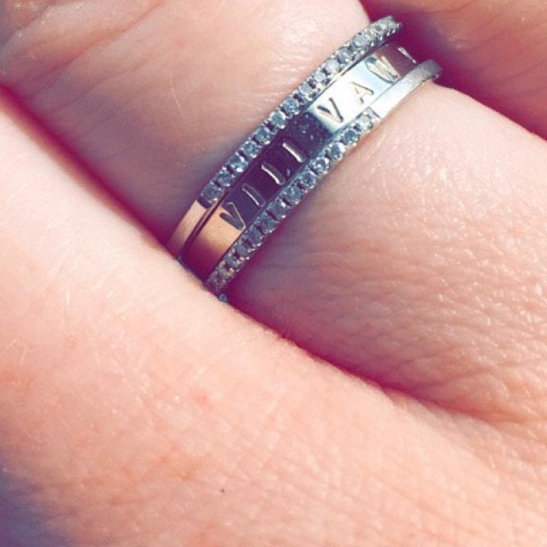 Personalized Ring 14k Solid WHITE Gold 2.5mm X 1mm Engraved Etsy