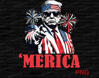 Funny Trump Merica Png, Trump   Png, Merica Png, Donald Trump Png, Patriotic Trump 2024, Trump Sunglasses, 4th of july USA Flag Png