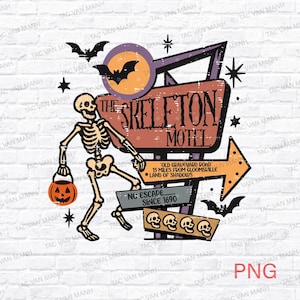 The Skeleton Motel Png, Funny Halloween PNG, Haunted Png,Trendy Halloween Png,Horror Png, Spooky Season Png, Halloween png, Skeleton