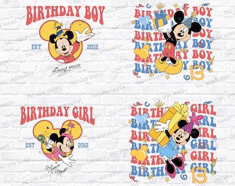 Gepersonaliseerde Disney-verjaardag png, aangepaste Mickey Mouse-verjaardag, Minnie Mouse png, verjaardag jongen meisje png, aangepast cadeau voor verjaardagsfeestje