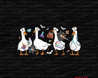 Halloween Nurse Silly Goose Png, Funny Nurse Png, Registered Silly Goose Png, Spooky Nurse png, Funny Goose Halloween Png