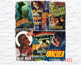 Retro Halloween Monsters Png, Vintage Characters Png, 2025 Halloween Sublimation, Spooky Universal Png