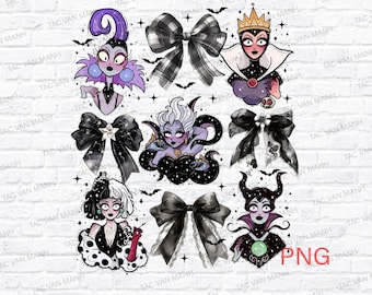 Aquarelle Coquette Disney Villains Retro png, Disny Evil Friends 2025 Assortiment, Bad Witch Disney png, T-shirt Evil Queen, Disney Trip png