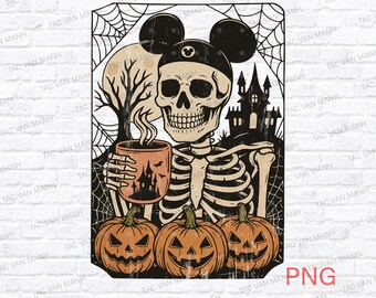 M'ickey Skeleton Halloween Png, D'isney Halloween Pumpkin Png, Cukierek albo psikus Png, Straszny Sezon Png, Impreza Halloween Png