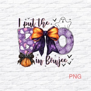 Puse el Boo en Boujee Ghost Png, Coquette Halloween PNG, Diseño de sublimación de fantasmas, Temporada espeluznante Png, Calabaza Png, Halloween Mama Png