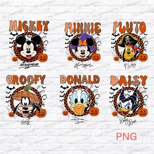 Custom Disney Characters Checkered Halloween Png, Mickey and Friends Halloween Png, Mickey&#39;s Not So Scary Halloween Party Trip 2025 Png