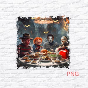 Postacie z horroru na Halloween Png, 2025 Halloween png, Horror Movie Halloween Sublimacja, Straszny film Png, Horror Png, Horror Święto Dziękczynienia Png