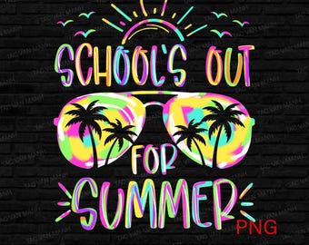 Schulen für den Sommer PNG, Tie Dye, Letzter Schultag, Strand Png, Sommerlehrer Urlaubsmodus, Sublimation Design Downloads