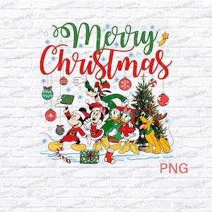 Mickey and Friends Christmas Png, Family Xmas  Digital Download