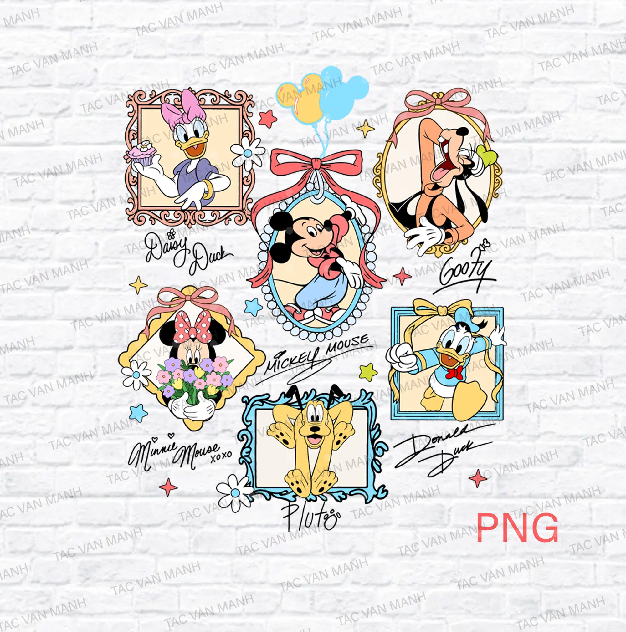 Coquette Bows Signatures Mickey and Friends PNG, Mickey and Co Disney PNG, Disney World png, Disneyland png, Magical Kingdom