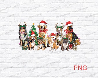 Christmas Dogs PNG, Dog LOver  Sublimation Designs