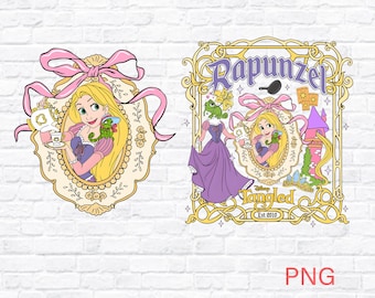 Vintage Dis-ney Tangled Rapunzel Floral Png, Princess Rapunzel Png, Lost Princess Png, Magic Kingdom, Rapunzel Coquette Bows Png File