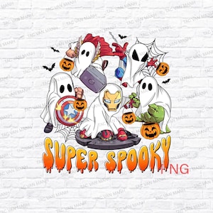 Avengers Cute Ghost Super Spooky Season Png, Trendy Halloween Png, Ghost Sublimation, Halloween Cartoon Png, Halloween Trip