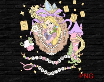 Vintage Dis-ney Tangled Rapunzel Floral Png, Princess Rapunzel Png, Lost Princess Png, Magic Kingdom, Rapunzel Coquette Bows Png File
