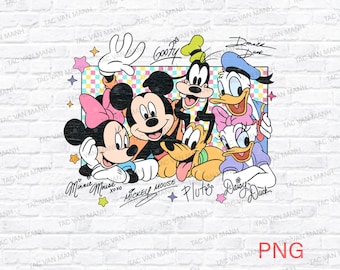 Vintage Mickey and Friends Signatures Png, Magical Png, Disney Characters Png, Disney Mouse Head Png, Mickey & Co Png, Disney Png