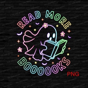 Read More Boooks Png, Ghost Reading Noen Png, Book Lover Halloween, Retro Halloween Png, Boo Halloween Png, Bookworm Png, Teacher Halloween
