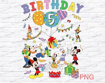 Cumpleaños personalizado de Mickey y sus amigos, PNG, Cumpleaños de Disney para niño y niña, Equipo de cumpleaños de Disney, El mejor cumpleaños de la historia, Cumpleaños a juego, PNG
