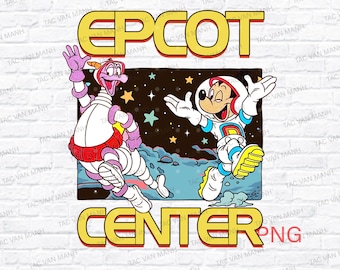 Epcot Center Figment Dragon And Mickey Mouse Png, Figment Png,Figment One Little Spark Png, Purple Dragon Png,Digital File, Disney Epcot Png