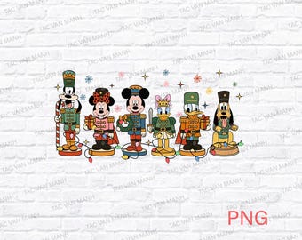 Nutcracker Disny Christmas Characters Png, Mickey and Friends Holiday Png, Festive Xmas Squad  Png, Santa Letter Christmas Lights Png