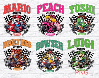 Custome Race Cars Super Mario Epic Universe Png, Mario Luigi Princess Peach Epic Universe Family Png, Epic Group Matching, Mario Kart