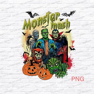 Monster Mash PNG, Halloween png, Halloween png, Halloween Horror png, Halloween Monsters png, Monster Mash , Retro halloween PNG