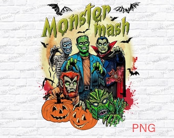 Monster Mash PNG, Halloween png, Halloween png, Halloween Horror png, Halloween Monsters png, Monster Mash , Retro halloween PNG