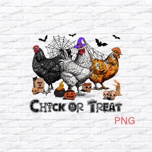 Retro Halloween Chicken Png, Chick Or Treat Png, Funny Spooky Chicken Png, Trendy Halloween  Design, Pumpkin Png, Spooky Season Png