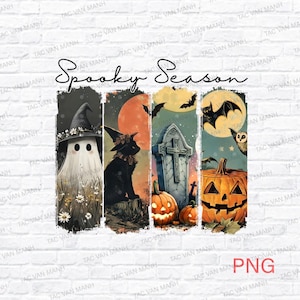 Spooky Season Png, Vintage Halloween Ghost Png, Coquette Fall Pumpkin Design, Halloween Brushstroke Sublimation, Witchy Vibes Png