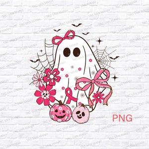 Pink Ghost png, In October We Wear Pink Png, Coquette Breast Cancer Png, Breast Cancer Awareness Png, Pink Ribbon Png