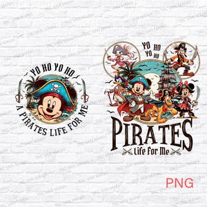 2 side Yo Ho Yo Ho A Pirate's Life for Me Png, Mickey Disney Pirates Png, Family Pirates of the Caribbean, Disney Cruise Png