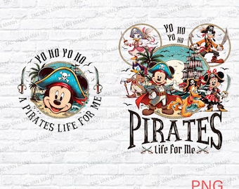 2 side Yo Ho Yo Ho A Pirate's Life for Me Png, Mickey Disney Pirates Png, Family Pirates of the Caribbean, Disney Cruise Png