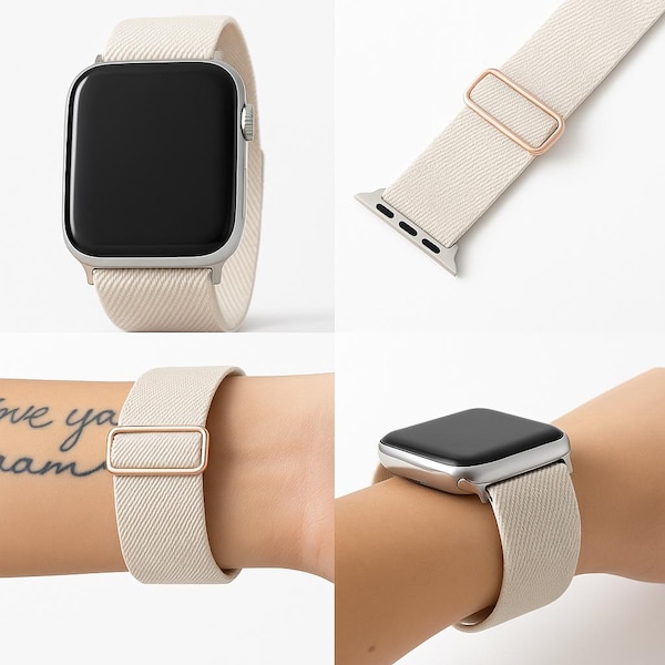 Apple Watch-band elastisch rekbaar – verstelbaar sportbandje Alle series Ultra SE 1–11 38 40 41 42 44 45 46 49 mm | Heren Dames