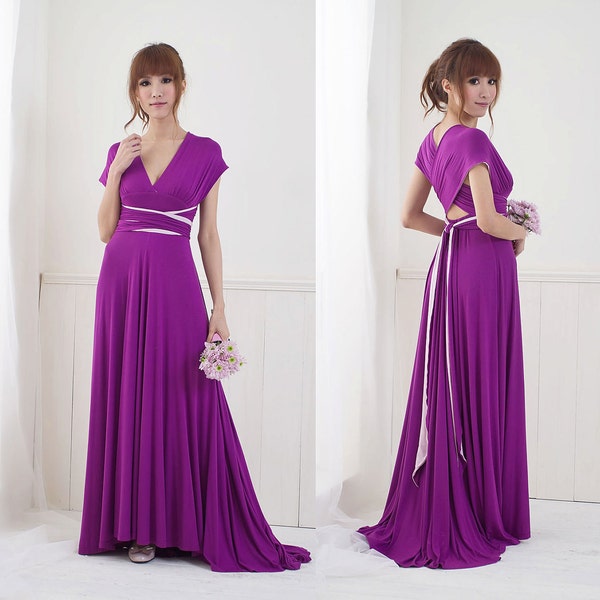 Two Tone Convertible/Infinity Dress - Floor Length