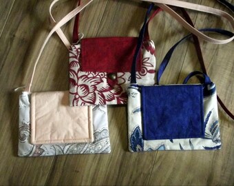 Red, Peach or Blue floral purses, Upholstered Red Floral Purse, Upholstered Blue Floral Purse, Upholstered Peach Purse